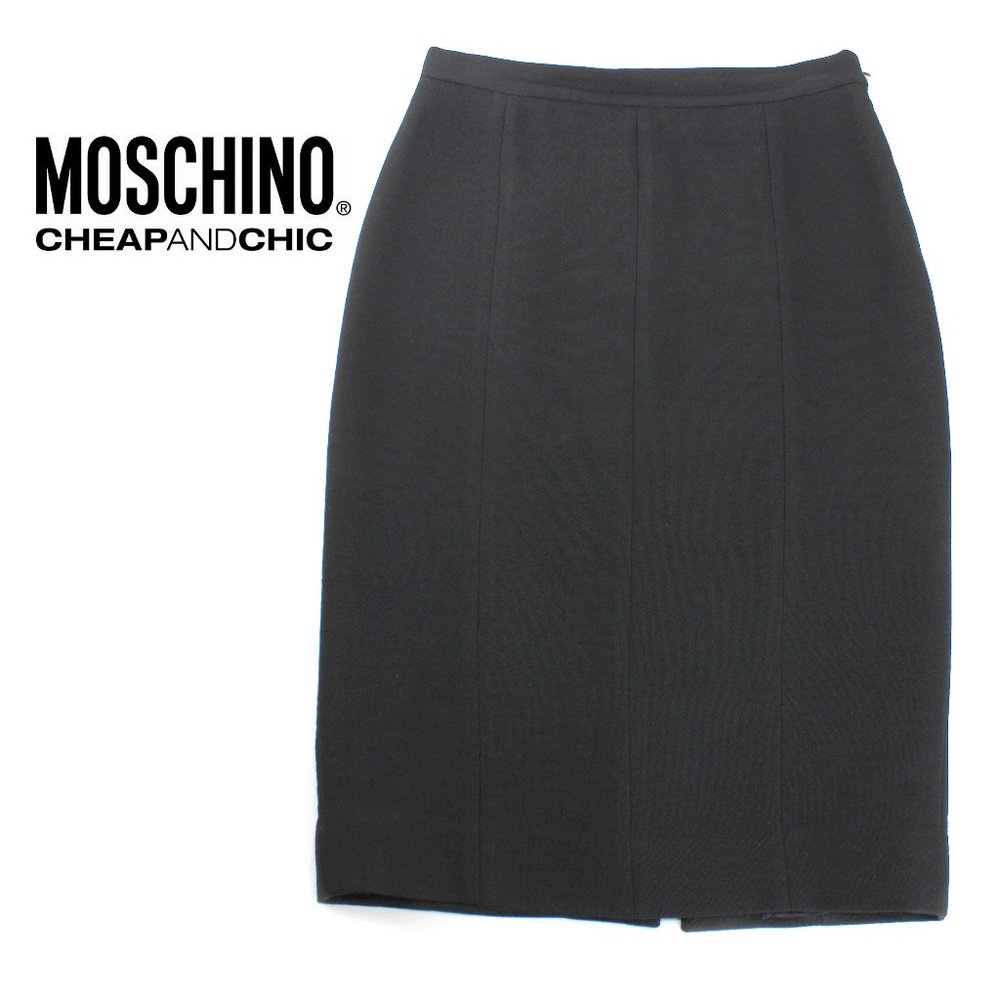 MOSCHINO Cheap & Chic Black Wool Pencil Skirt Tailored Knee Length IT40
